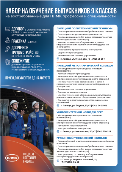 Набор выпускников 9-х классов на обучение.